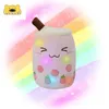 Animaux en peluche en peluche LED Light Up Boba en peluche en peluche Bubble Tea Oreiller Mignon Peluche Poupée Coussin En Peluche Coloré Veilleuses Rougeoyant Super Doux Cadeau 230621