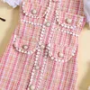 Robes de fille FOCUSNORM 1-6Y Mode Enfants Filles Princesse Robe Volants Manches Bouffantes Plaid Imprimé Perle Poche A-ligne Robe AA230531