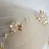 Haarspeldjes Jonnafe handgemaakte zoetwaterparels bruiloft sieraden wijnstok bloem bruids tiara hoofdband blad vrouwen hoofddeksel accessoires