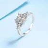 حلقات الكتلة 3.0 قطع جميع فرقة المشاركة في Moissanite REAL 18K أبيض الذهب المطلي للنساء هدية