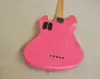 Akçaağaç klavye ile pembe elektrik bas gitar parlayan 5 ip beyaz inci pickguard