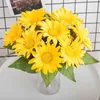 Dried Flowers 33cm Artificial Transparent Tube Single Sunflower Fake Plant Wedding Silk Bouquet Decoration Household Party Supplies