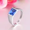 Trouwringen Hoge kwaliteit Blue Crystal Engagement Sfeervolle Mode Zirkoon Inlay Ring Herensieraden