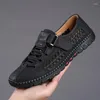 Men's Hollow Sandals Leather Soft Platform 2024 Handmade Sole Top Male Shoes Non-slip Man Footwear Zapatos Hombre 129 905