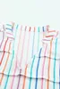 Summer Top Women 2023 Multicolor Striped Pintuck Tiered Sleeve Ladies Blus