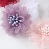 الزهور الزخرفية 10pc بيع أول زهرة مصنوعة يدويًا DIY مزدوج الطبقة الشيفون الحذاء الوردي ثلاثي الأبعاد