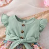 Girl's Dresses Dress For Kids 1-6 Years old Birthday Summer Fashion Ruffle Sleeve Cute Floral Princess Formal Green Dresses Ootd For Baby Girl AA230531