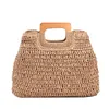 2022 new straw woven women's bag Japanese and Korean net red magazine wooden handle handbag large capacity Holiday Beach light 230621