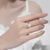 Solitaire Ring Szjinao Luxe 3 Stenen Ring Voor Vrouwen Sterling Zilver 925 Verlovingsringen Vrouwelijke Sieraden Met Certificaat Trend JM 230620