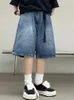 Kvinnors shorts y2k sommar kvinnor vintage streetwear koreansk denim hög midja knä längd bred ben baggy jorts korta byxor harajuku kläder