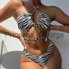 Costumi da bagno taglie forti da donna Sexy Zebra a righe Halter Bikini Set da donna String Around Costumi da bagno Costumi da bagno a fascia Costume da bagno Biquinis Bikini 2023 Mujer x0621