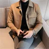 Herrjackor Autumn och Winter Fashion Trendy Boutique Woolen Jacket Men's Korean Slim Lapel Casual Male Solid Color Fit