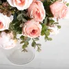 Dried Flowers Retro Coffee Artificial Silk White Rose Christmas Wedding Home Room Decoration Photo Prop Autumn Garden Fake Flower