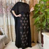 Ubranie etniczne Dubai Abaya Diamond Long Dashiki Summer Flower Design Czarna sukienka z szalikiem dla Lady African Ubrania HD007