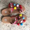 Slippers Women Summer Flats Sandals 2022 New Bohemian Flip Flops Multicolor Pom Slippers Fashion Slides Casual Ladies Shoes Zapatos J230621