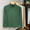 Mäns T-skjortor Högkvalitet Bokstav broderier Långärmad t-shirt för herrens höst och vintertrend Korean Wool Warm Pullover Casual Top