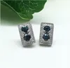 Stud Earrings Sapphire Earring Free Sipping Jewelry Natural Real 925 Silver Gem Size 3 3mm 2pcs