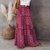 Skirts 2023 Women'S Summer Elastic Waist Maxi Skirts Boho A Line Flowy Long Skirts With Pockets Bohemian Skirts For Ladies J230621