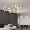 Chandeliers BOSSEN Fashionable Modern Round Living Room Chandelier Long Dining Lighting Simple And Warm Bedroom Study Decoration