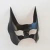 Party Supplies Black Bat Cosplay Half Face Mask Handmade Cowhide äkta läder Halloween nattdansboll Vuxen Masquerade Prop