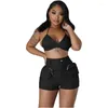 Survêtements pour femmes Znaiml Sexy Summer Bra Crop Top Et Poches Cargo Shorts 2 Pièces Ensembles Pour Femmes Beach Party Club Outfit En Survêtement