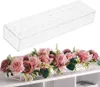 Vases Flower Vase Acrylic Rectangle Rectangular Floral Centerpiece For Dining Table 15.7 Inches Clear Long 22 Holes Flowe