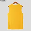 Heren Tank Tops INCERUN Tops Amerikaanse Stijl Mannen Uitgehold Breien Ontwerp Tank Tops Mode Mannelijke Effen All-match Eenvoudige Vesten S-5XL 230620