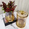 Butelki słoiki z złotym motylem cukierki słoiki szklane szklane pudełko biżuteria pusta sztuka aranżacja kwiatowa orzechy owocowe