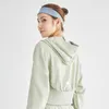 Lu veste à capuche avec fermeture éclair pour femmes, veste de sport décontractée à manches longues, de Yoga, de course courte, de printemps et d'automne, WT095