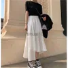 Skirts Black Gothic Irregular Pleated Skirt Solid Color Elastic High Waist Stitching Ruffled Woman Skirt Simple Fashion 2021 Autumn New J230621