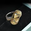 حلقات الكتلة 925 Sterling Silver Ring Drop Shape Cut 3CT 3EX VVS D Color Color Created Diamond Wedding Congarting
