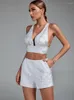 Fatos de treino feminino Jacquard Mergulho conjunto de duas peças Top e shorts feminino branco 2 peças Elegante Sexy Evening Club Party Outfits Summer 2023