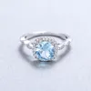 Rings Rings Gem's Ballet 2.57ct Natural Sky Blue Topaz Gemstone Ring 585 14k 10k 18k Gold 925 Silver Ocean Waves for Women