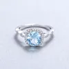 Кластерные кольца Gem's Ballet 2,57CT Natural Sky Blue Topaz Gemstone Кольцо 585 14K 10K 18K Gold 925 Серебряные океанские волны для женщин прекрасно