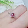 Klusterringar Yulem Natural Ruby Ring for Women Real 925 Sterling Silver Statement Engagement Wedding Present Fina smycken till salu