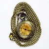 Pocket Watches Vintage Tawny Glass Watch European och American Classic Flip snidad liten