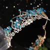 Tiaras Wedding Crown Women Accessories Bridal Headpiece Engagement Hairwear Blue Color Diadems Vintage Crowns Crystal Coronets 230620