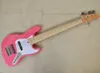 Akçaağaç klavye ile pembe elektrik bas gitar parlayan 5 ip beyaz inci pickguard