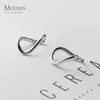 Stud Modian Real 925 Sterling Silver Trendy Geometric Line Stud Earrings Fashion Minimalist Ears Studs For Women Fine Jewelry Gift 230620