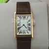 Super Thin Series Top Fashion Quartz Watch Men Men Gold Dial Brown skórzany pasek na rękę Klasyczną prostokątną sukienkę Clock309J