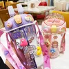 ウォーターボトル430mlかわいい子供ダブル飲料水ボトルストローポータブルボトル生徒カップルプラスチックカップギフトスクールキッズ230620