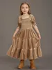 Girl's Dresses New Princess Girls Velvet Classic Retro Dress Clothing Baby Kids Princess Party Dress Children Christmas Clothes for 4-12 years AA230531