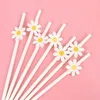 Nowe 10/20/30pcs Daisy Flower Paper Słomka do dyspozycji do picia słomy na przyjęcie urodzinowe Dekoracja ślubna Baby Shower