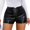 Shorts femininos de couro cintura alta calças curtas sensuais em poliuretano fitness esporte motociclista