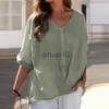 Kvinnors blusar Skjortor S-5XL Size Women Casual Loose Shirts Summer Autumn Half Sleeve Elegant Chic Blouse V Neck Button Topps Ny 2023 J230621