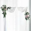 Flores decorativas 2 peças de arco de casamento artificial para cerimônia, tecido drapeado verde, caramanchão, decoração para festa de fim de ano, pano de fundo para recepção