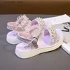 Sandalias de perlas para niñas, zapatos de verano para niños, sandalias para niños, zapatos suaves con punta abierta L230518