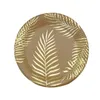 Disposable Take Out Containers Kraft Paper Tableware Set Golden Colored Palm Leaf Pattern Plate Cup Towel Straw Party Wedding Birthday Cutlery 230620