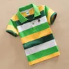 Polo T-shirt per ragazzi Estate Bambini Manica corta T-shirt a righe Cartoon Orso Ricamo Tops Adolescenti Polo traspirante Abbigliamento per bambini 230620