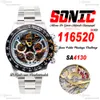 SONIC Artisans De Geneve SA4130 Automatic Mens Watch Carbon Bezel Skeleton Dial Juan Pablo Montoya Challenge OysterSteel Bracelet Super Edition Puretime Reloj